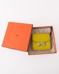Portefeuille Hermès Constance Cuir Grainé Jaune