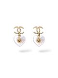 Boucles D'oreilles Chanel Pendantes Coeur Blanc 