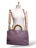 Sac Gucci Shopper L Avec Bambou En Cuir De Veau Violet