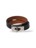 Bracelet Hermes Kelly Double Tour Alligator Lisse Noir Taille M