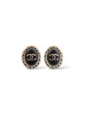 Boucles Chanel CC Ovales Résine Noir 