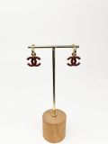 Boucles CC Chanel Pendantes Email Rouge
