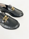 Mocassins Cuir Noir Fendi Baguette 38