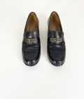 Mocassins Hermès Destin Cuir Noir Boucle Kelly 38