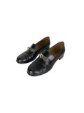 Mocassins Hermès Destin Cuir Noir Boucle Kelly 38