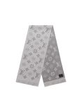 Écharpe Louis Vuitton Grise Laine et Soie Logomania