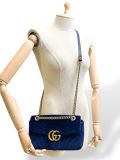 Sac Bandoulière Gucci GG Marmont Small En Velours Bleu