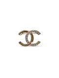 Broche Gold Strass Et Écriture Chanel

