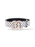 Ceinture Chanel à Pois En Cuir Noir Et Blanc 