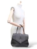Sac à Main Saint Laurent Collège Large En Cuir Chevron Gris 