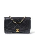 Sac Chanel Diana En Cuir Noir Plaqué Or
