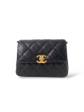 Chanel Mini Flap En Cuir Noir Grainé 