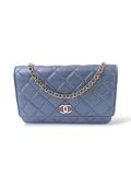 Chanel Wallet On Chain Cuir Caviar Bleu Métallique 