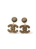 Boucles D'Oreilles Pendantes Larges Dorées CC Bronze 