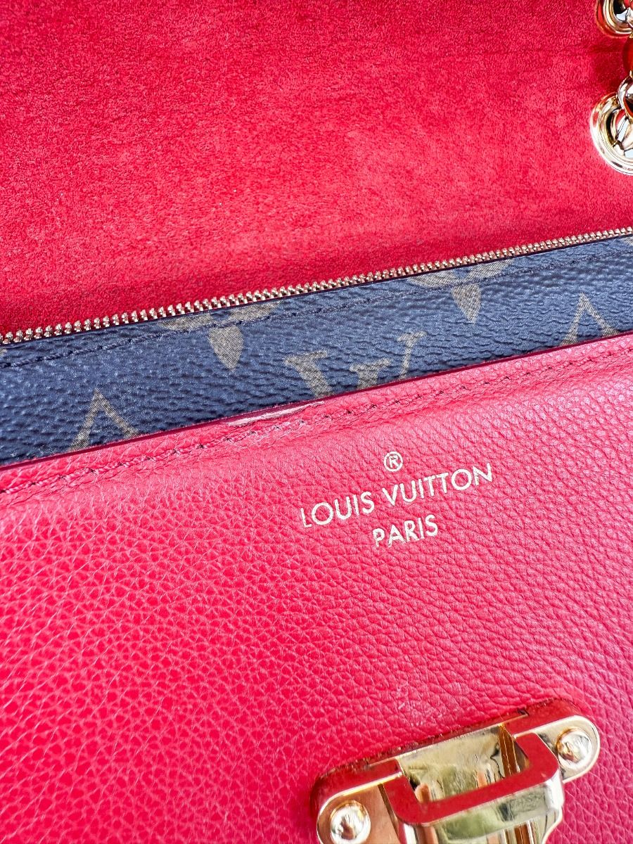 Louis Vuitton Victoire Bag Monogram Canvas and Red Leather | Myzah