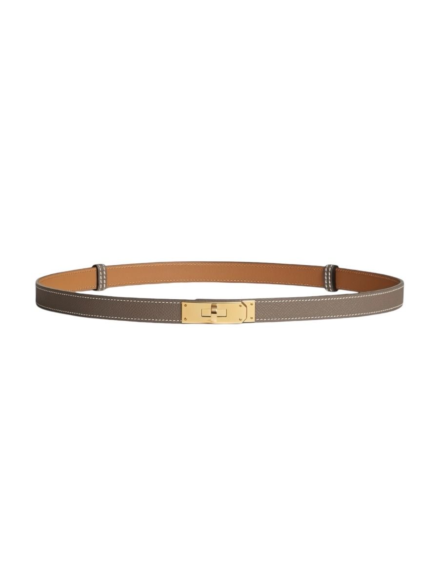 HERMES ケリーベルト　エトゥープ×ゴールド Hermès Kelly 18 Belt in Etoupe with Gold Hardware | Myzah