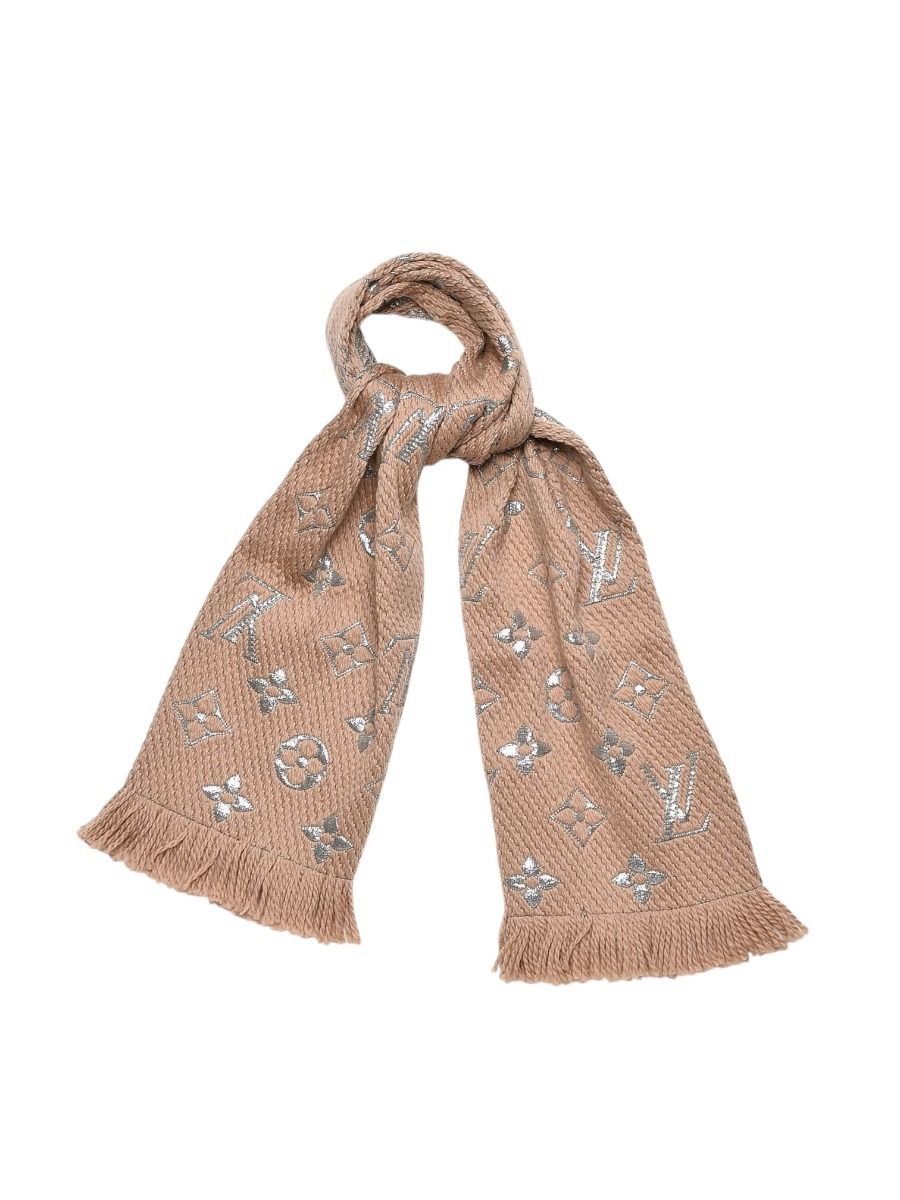 Louis Vuitton Caramel Wool and Silk Logomania Scarf | Myzah