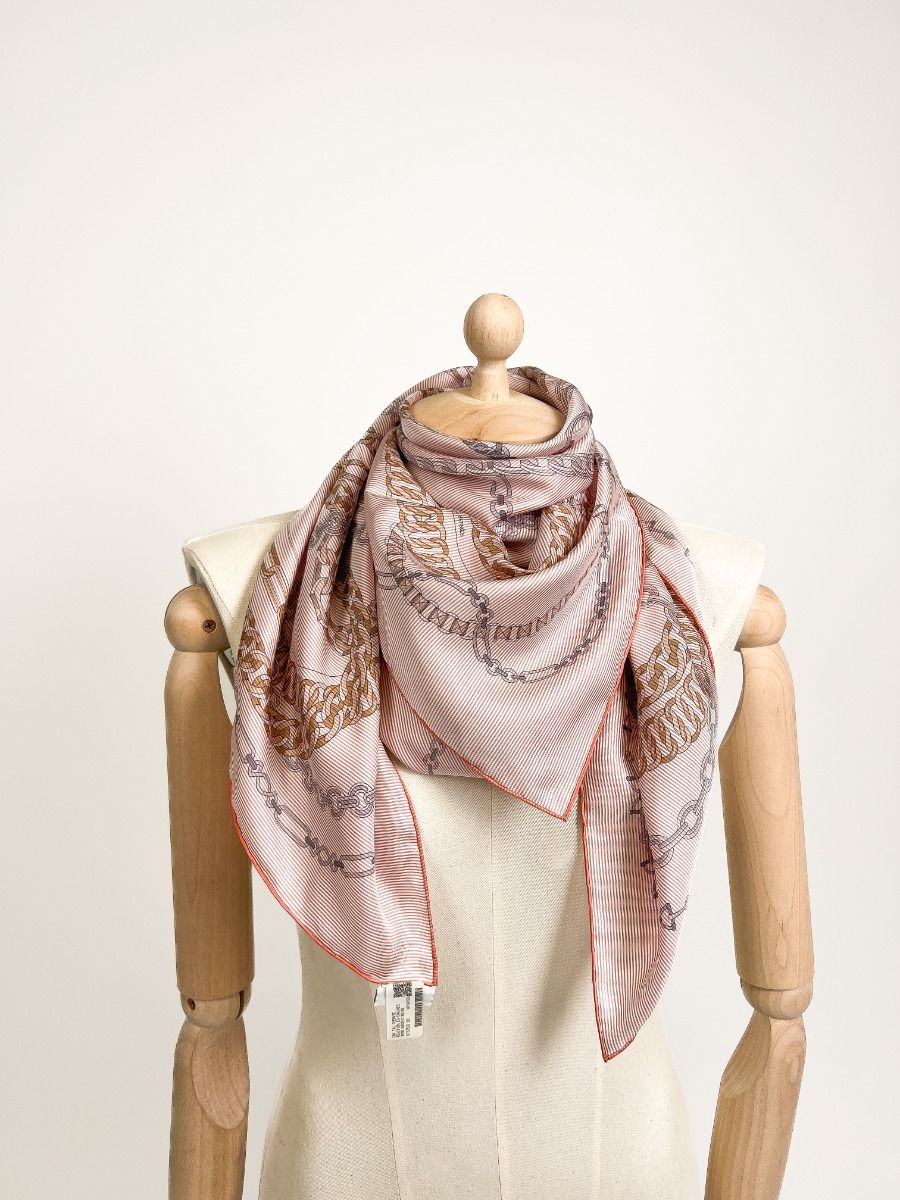Silk Scarf 90 Hermès Chain Reaction Pink | Myzah