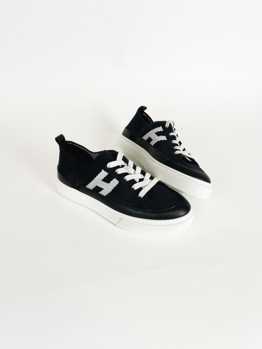 Hermès Deep Sneakers in Knit and Calfskin Size 37 | Myzah