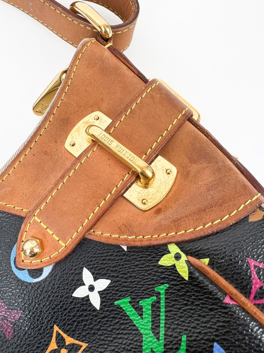Louis Vuitton x Takashi Murakami Greta (2012) Black Handbag | Myzah