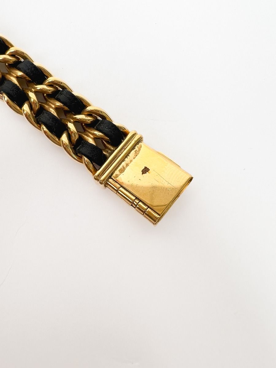 Chanel Première L Watch Gold-Plated and Black Leather | Myzah
