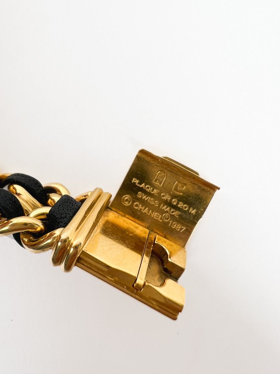 Chanel Première L Watch Gold-Plated and Black Leather | Myzah