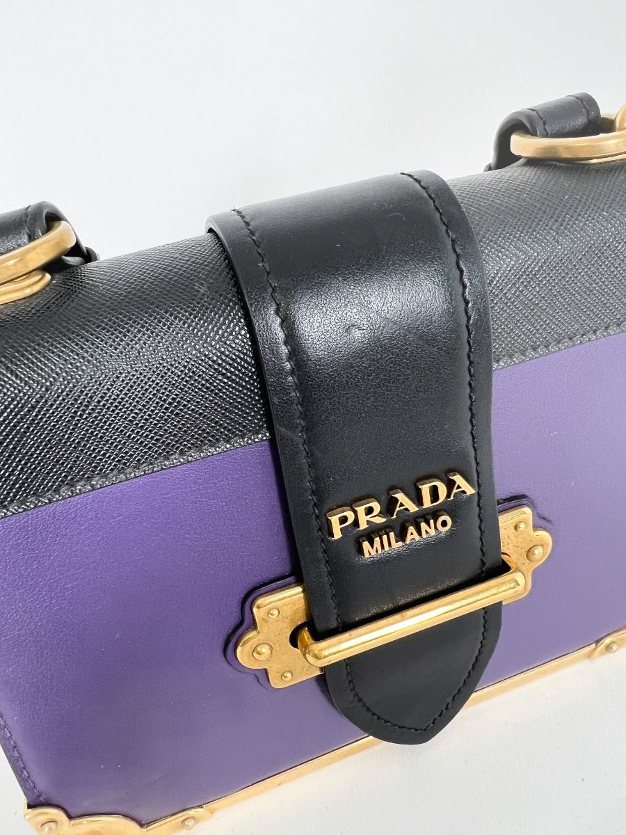 Prada Cahier Crossbody Bag In Purple Leather | Myzah