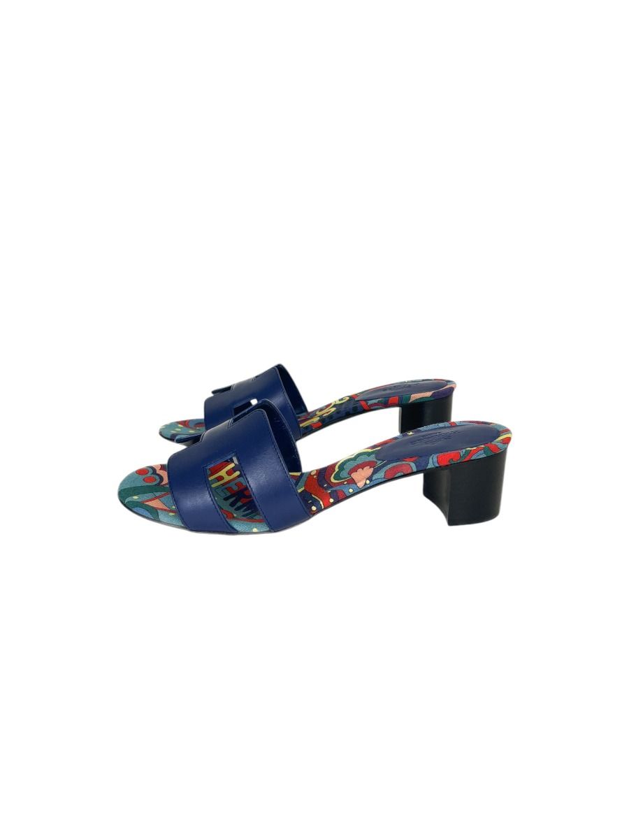 Hermès Oasis Sandals Swift Blue Calfskin Leather 37 | Myzah