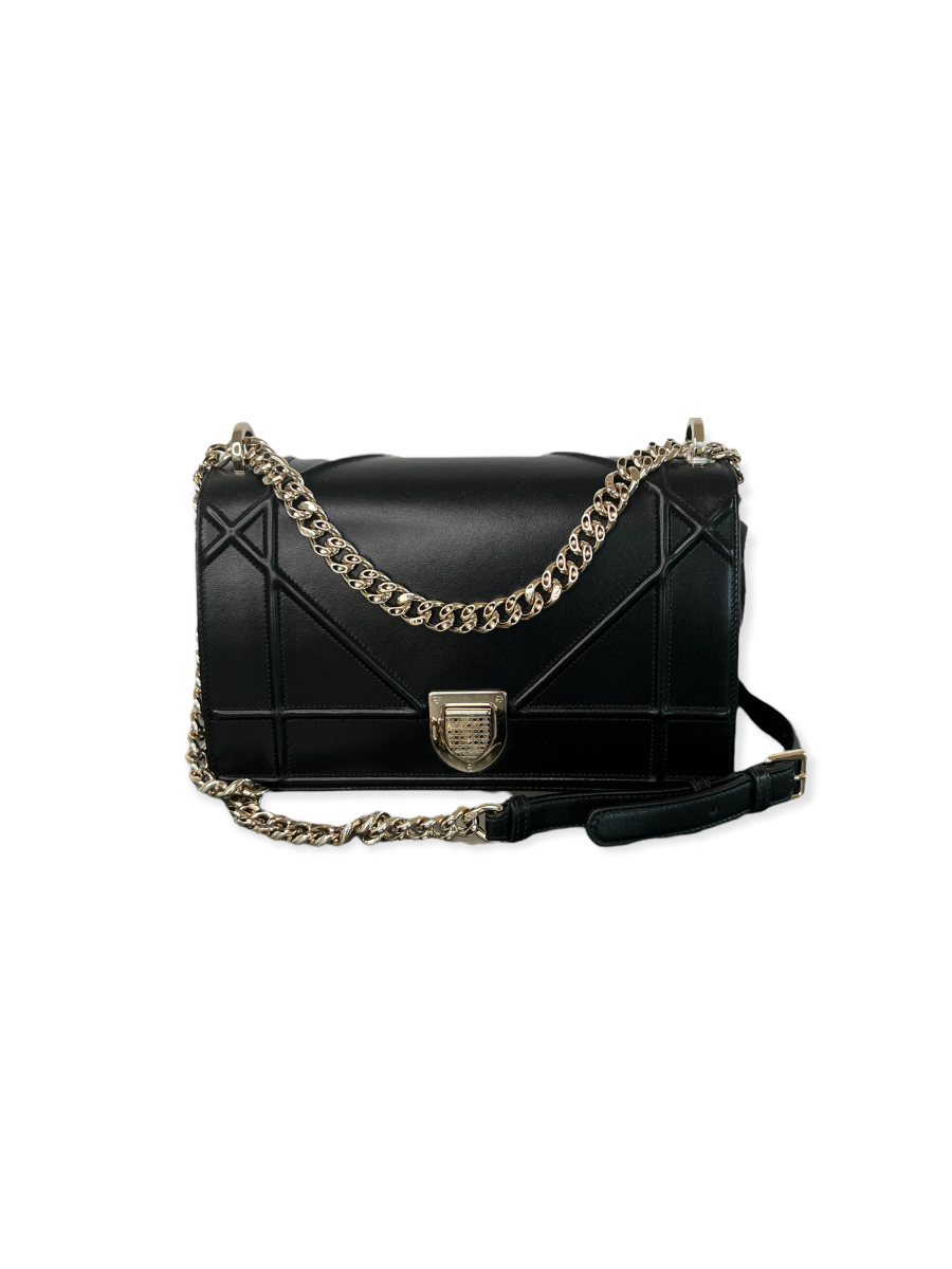Diorama Bag Black Lambskin Leather Christian Dior | Myzah