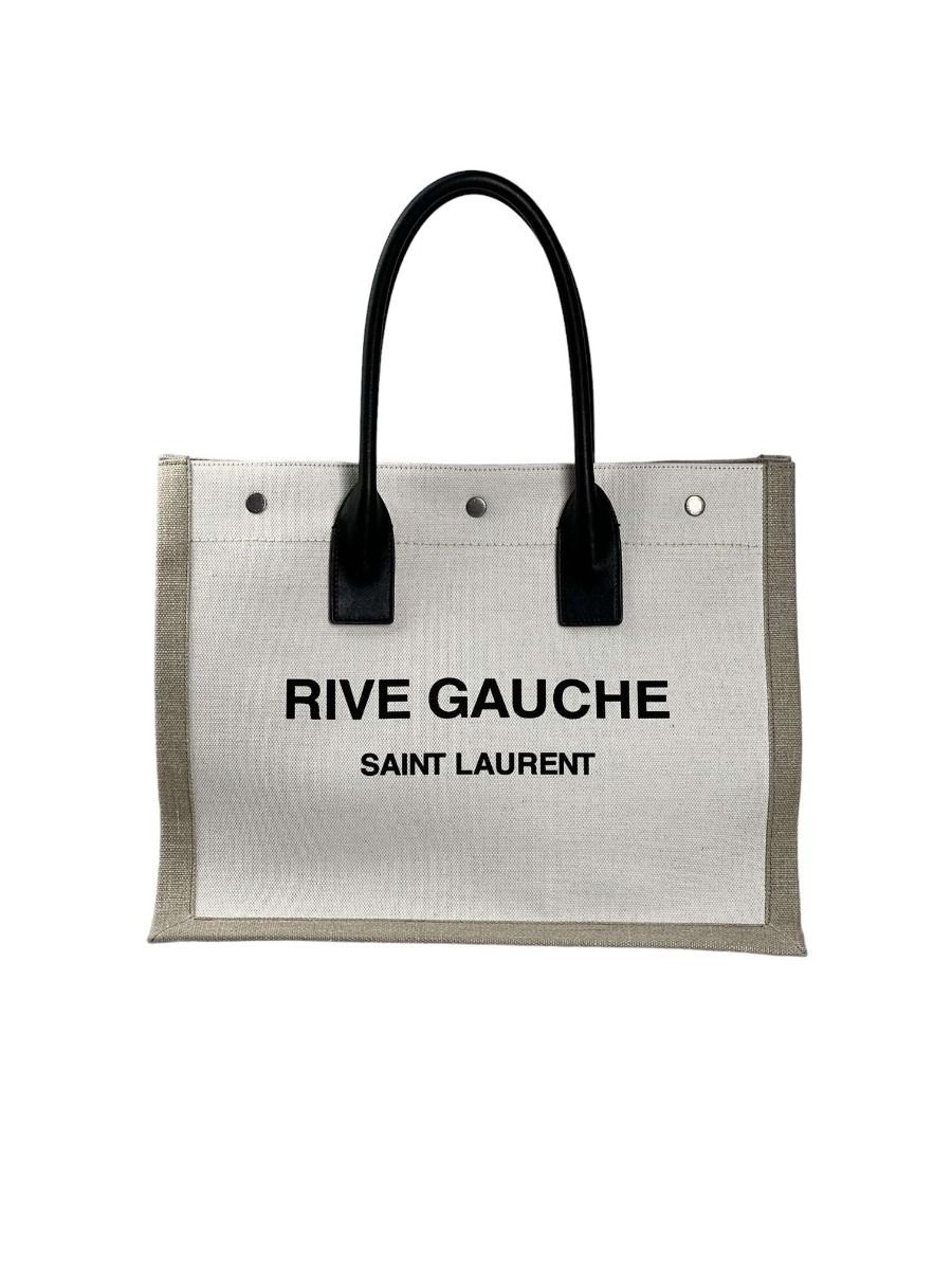 Sac Cabas Saint Laurent Rive Gauche En Toile de Lin et CuirSaint