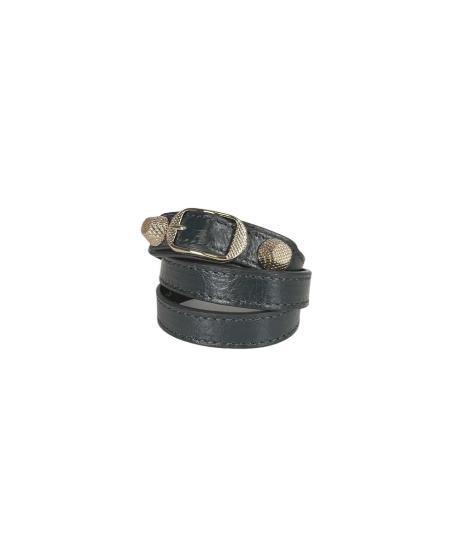 Balenciaga Giant Stud Bracelet Triple Tour Dark Grey Lambskin