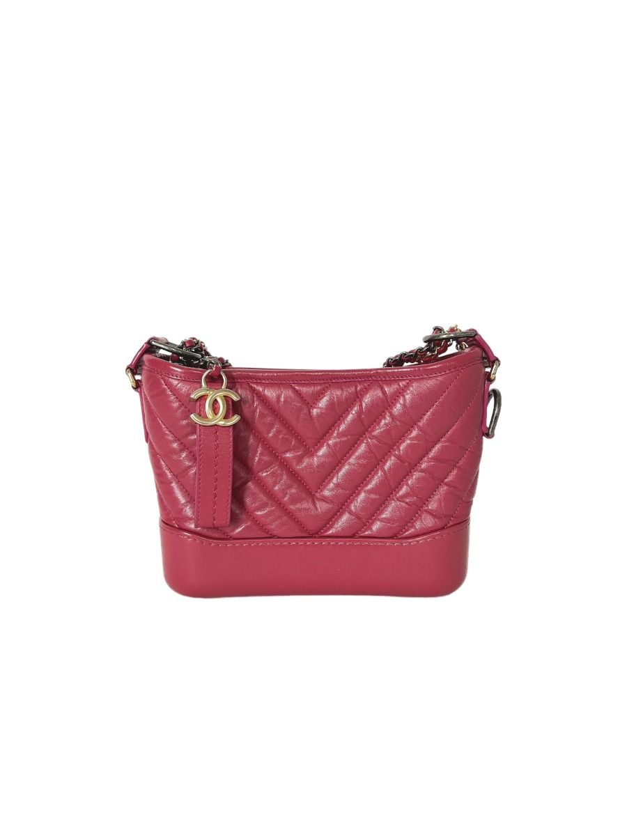 Small Gabrielle Chanel Bag Calfskin Pink Chevron | Myzah
