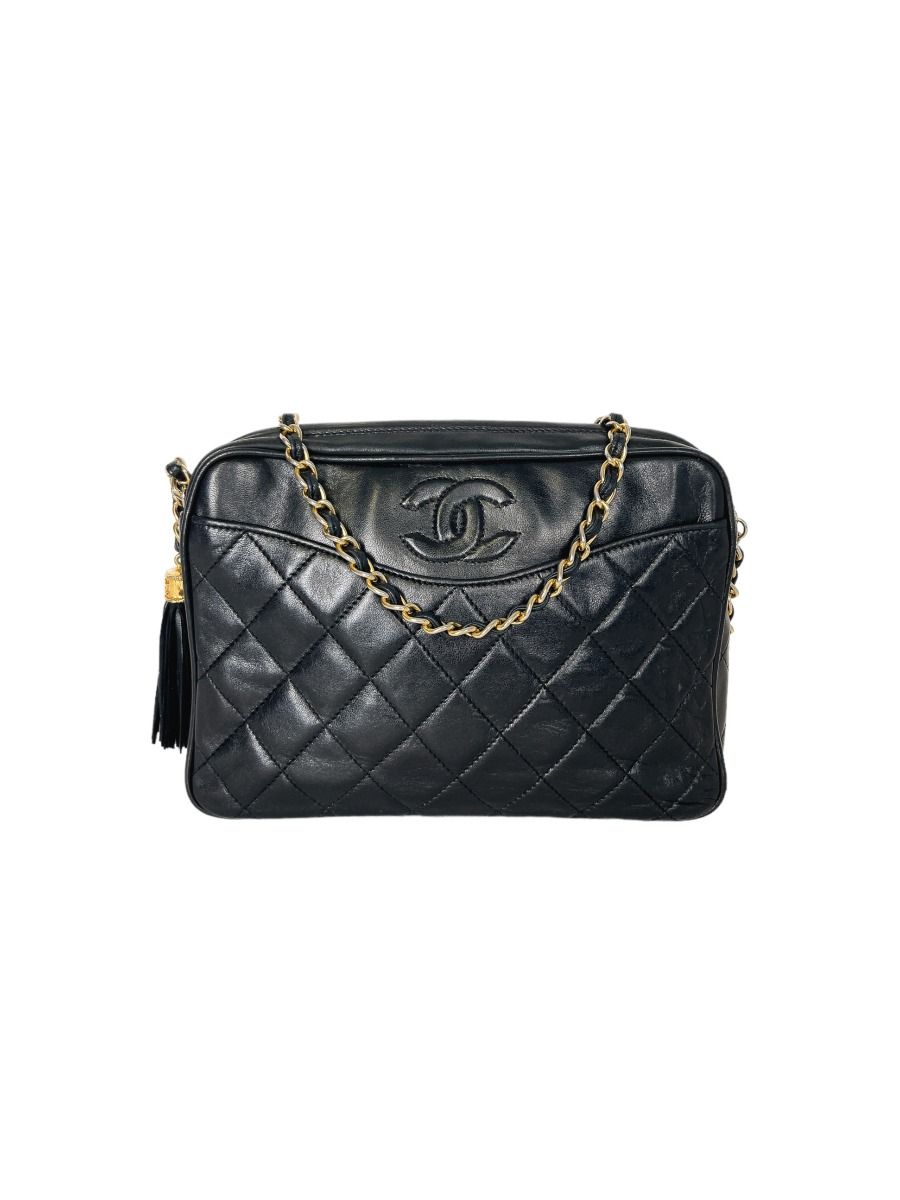 Vintage Chanel Black Lamb Camera Bag | Myzah
