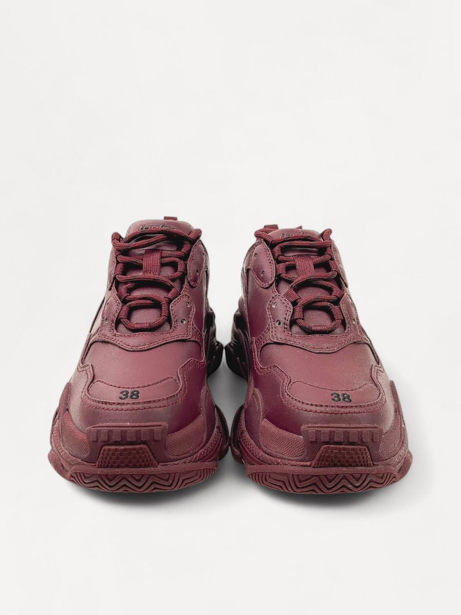 Baskets Triple S Balenciaga Cuir Bordeaux Taille 38 | Myzah