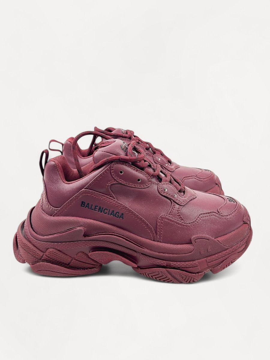 Baskets Triple S Balenciaga Cuir Bordeaux Taille 38 | Myzah