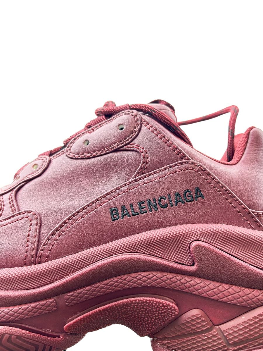 Baskets Triple S Balenciaga Cuir Bordeaux Taille 38 | Myzah