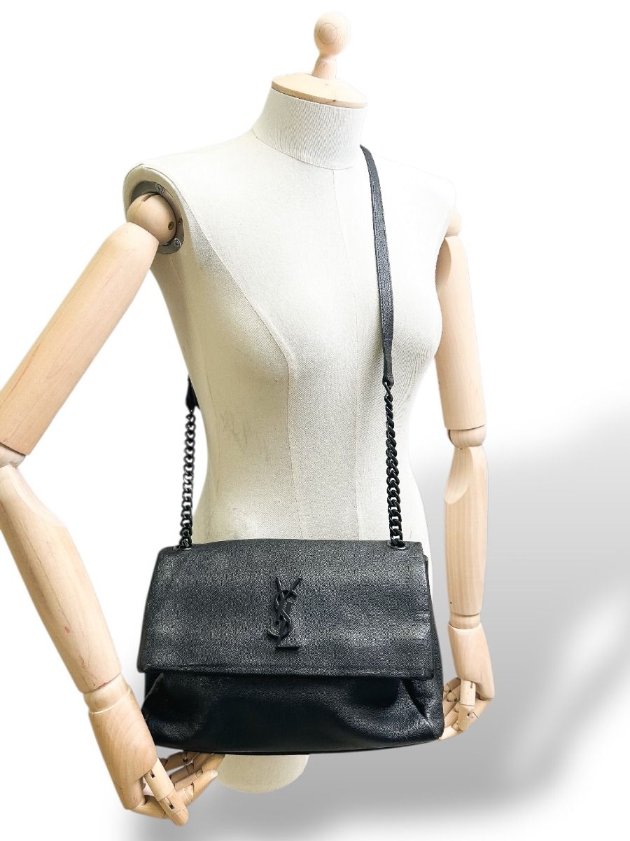 バッグ SAINT LAURENT West Hollywood Bag Sac Saint Laurent West Hollywood En Cuir Grainé Noir | Myzah