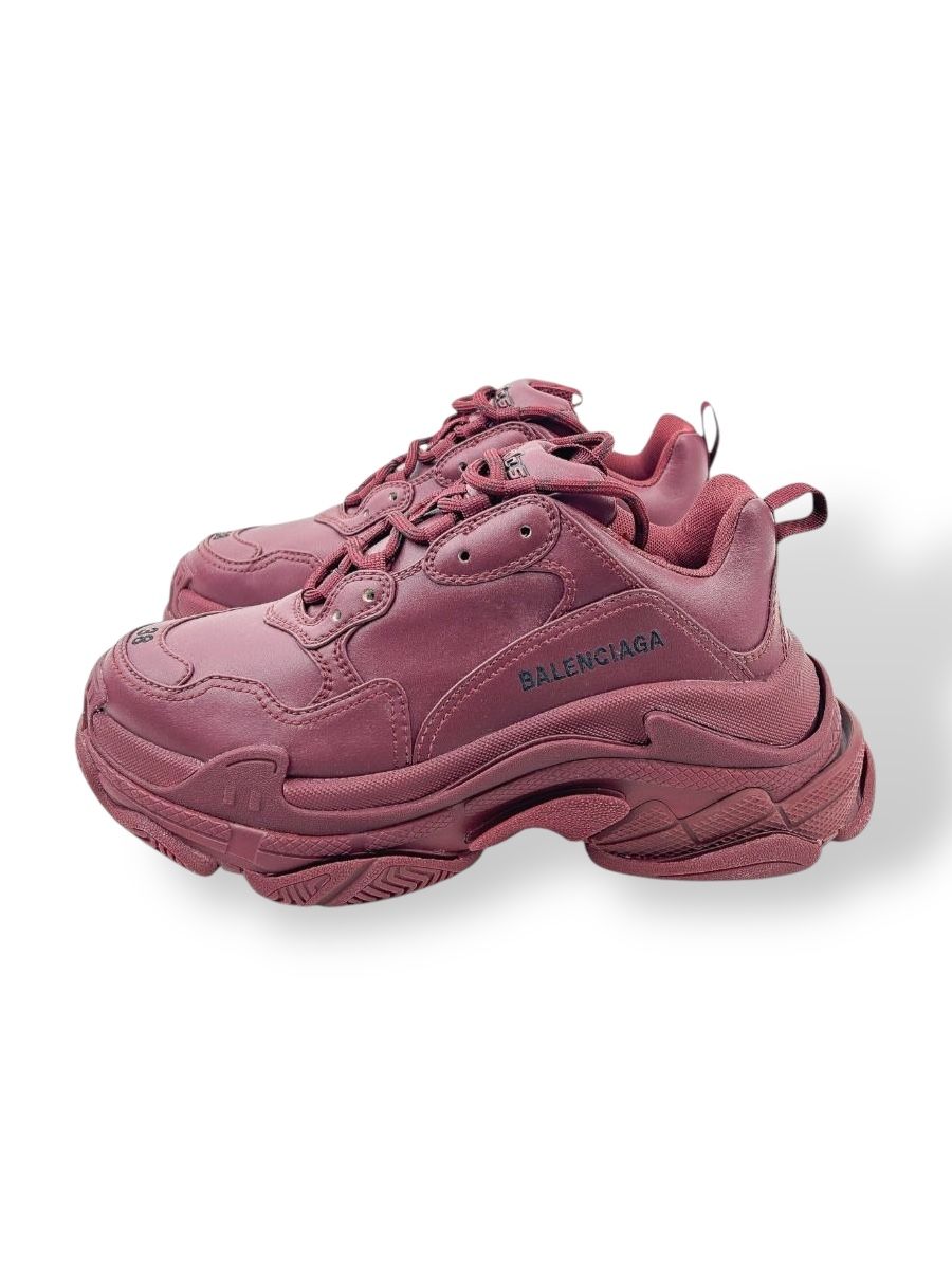 Baskets Triple S Balenciaga Cuir Bordeaux Taille 38 | Myzah