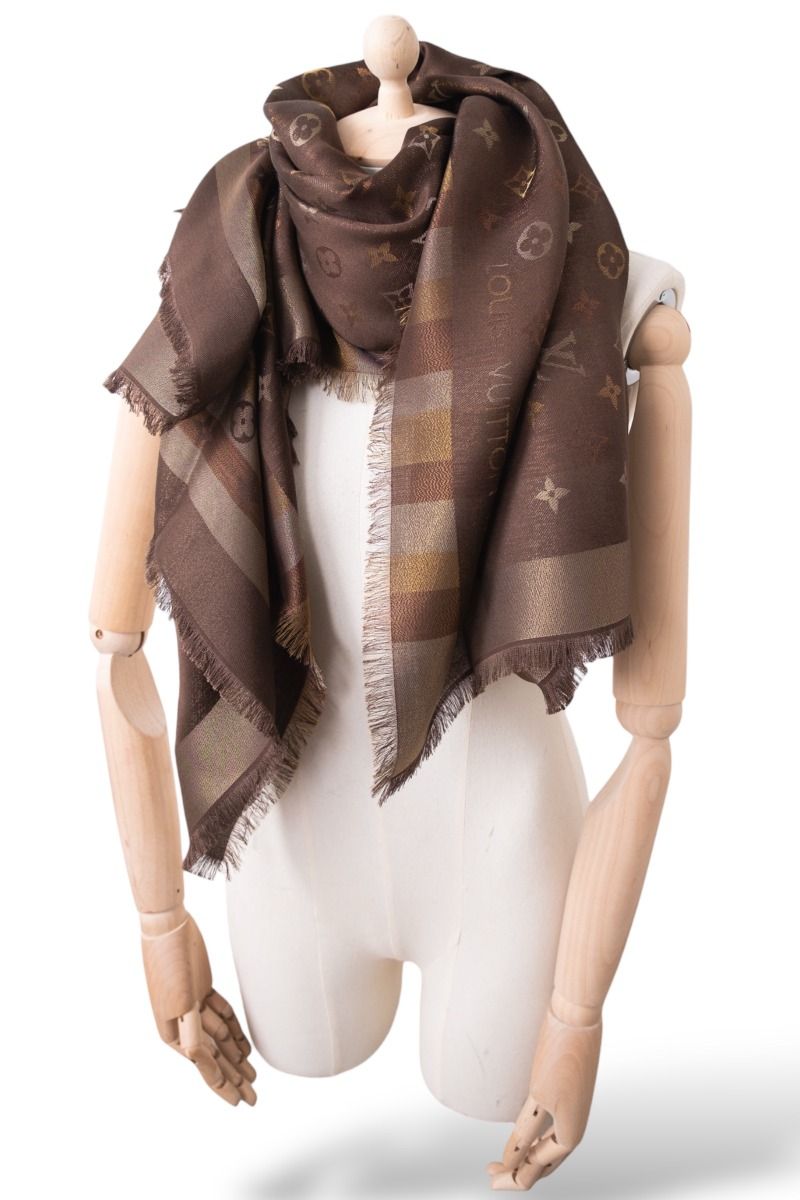 Châle Louis Vuitton Monogram So Shine Marron | Myzah