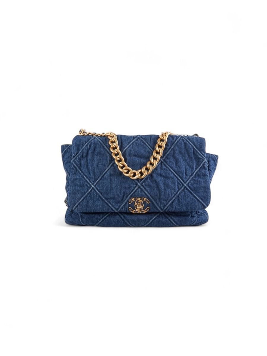 Chanel 19 Shoulder Bag in Blue Denim Myzah