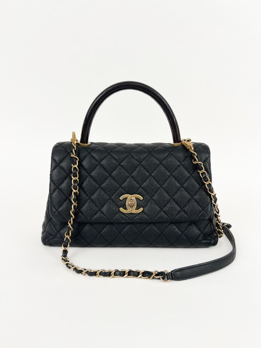 CHANEL 
イルミネイティングブラッシュパウダー 151.788 Chanel Coco Top Handle Bag Black Grain Leather | Myzah