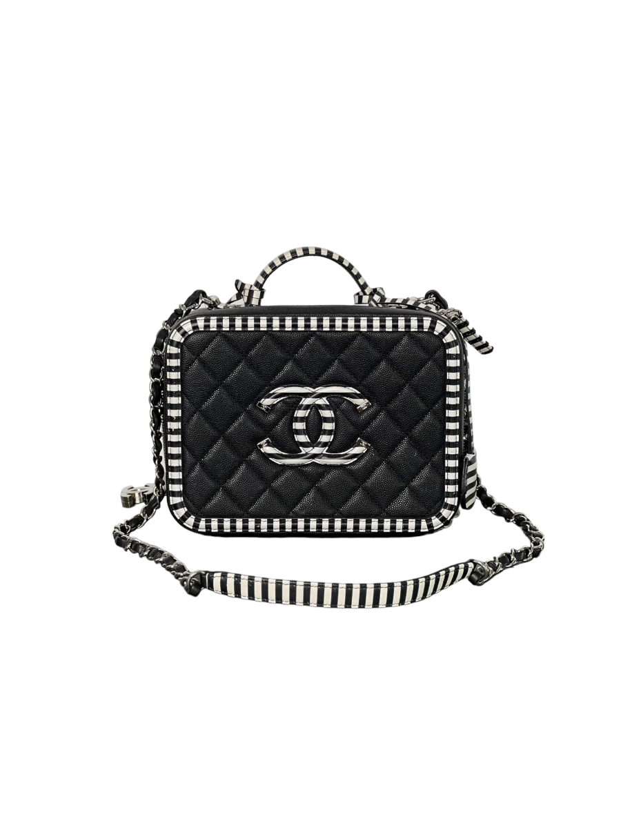 Myzah Sac Vanity Chanel En Cuir De Veau Grain Noir