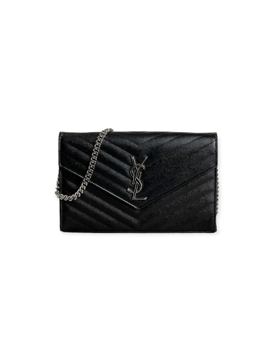 Saint Laurent Cassandre Matelasse Chain Wallet Black Myzah