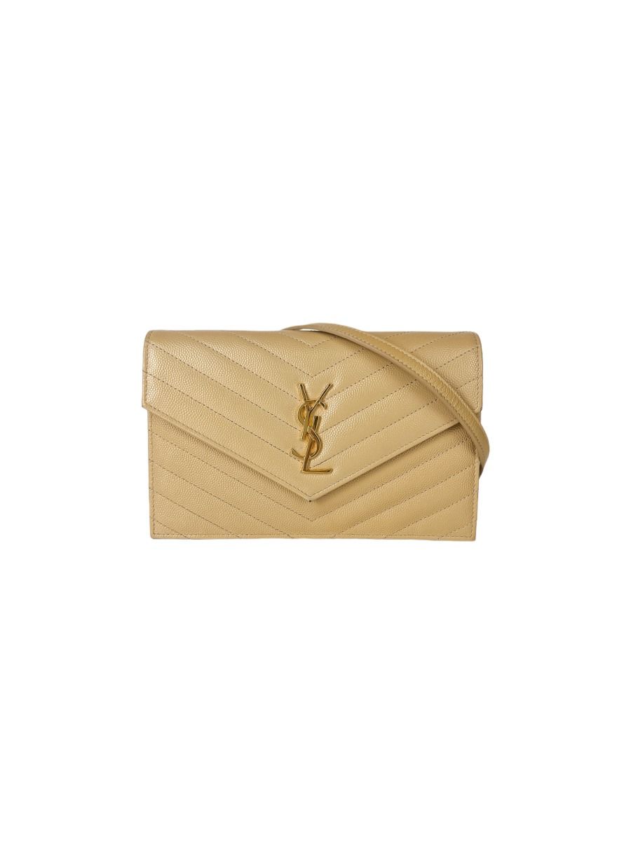 Myzah Sac Saint Laurent Wallet On Chain Cuir Graine Beige