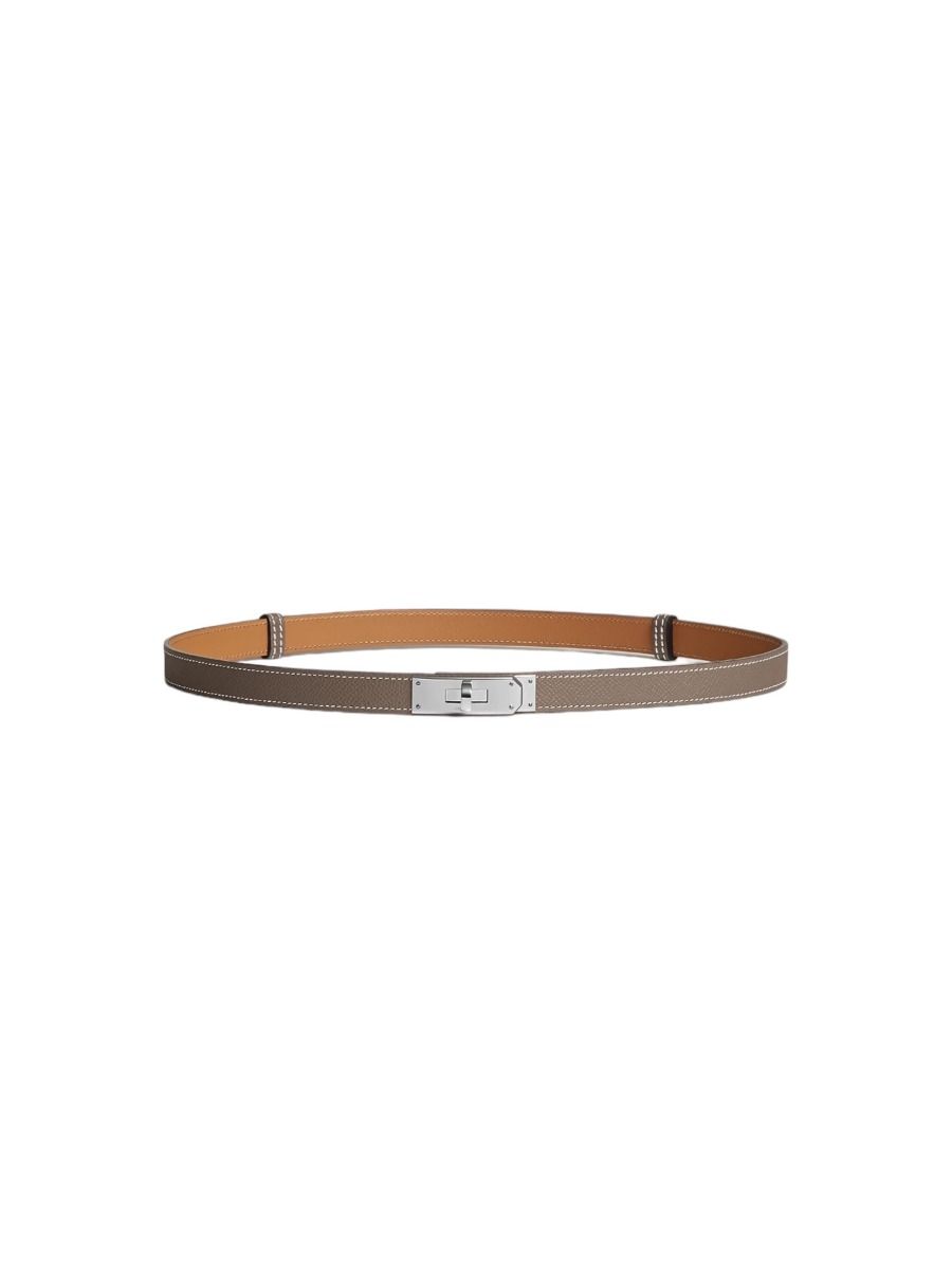 Hermès Kelly 18 Belt In EtoupeLeather & Palladium | Myzah display picture 1