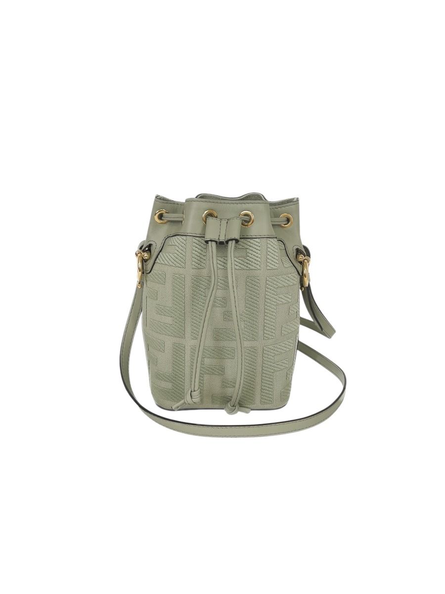 Fendi Mon Trésor Mini Bucket Bag Leather and Canvas Tea Green | Myzah