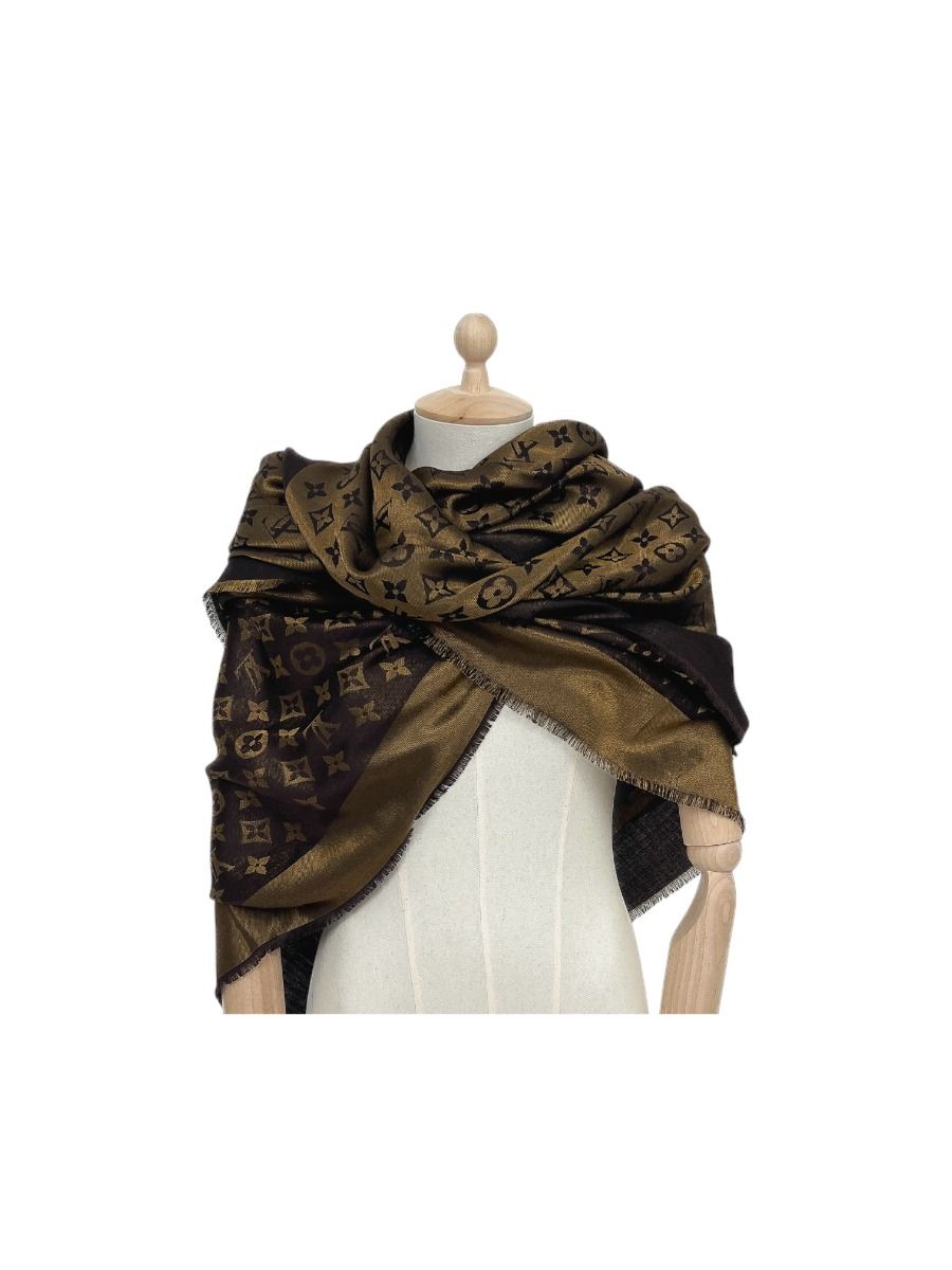 Louis Vuitton Monogram Shine Brown et Golden Shawl | Myzah