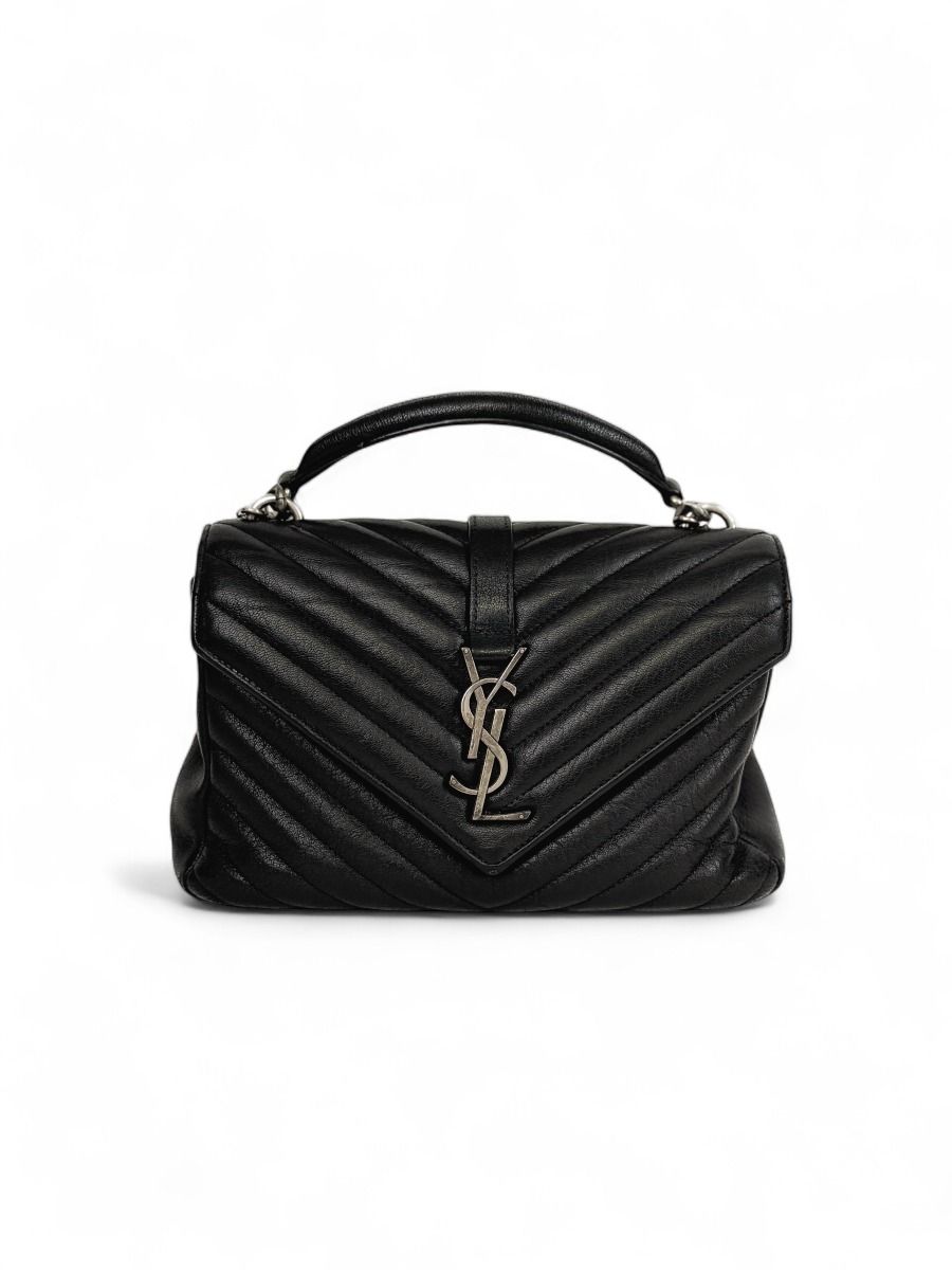 Sac YSL Collège Medium en Cuir Matelassé Noir Myzah