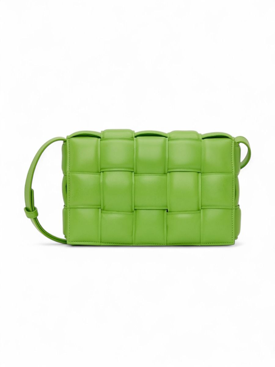 Myzah : Bottega Veneta Green Cassette Padded Bag In Leather