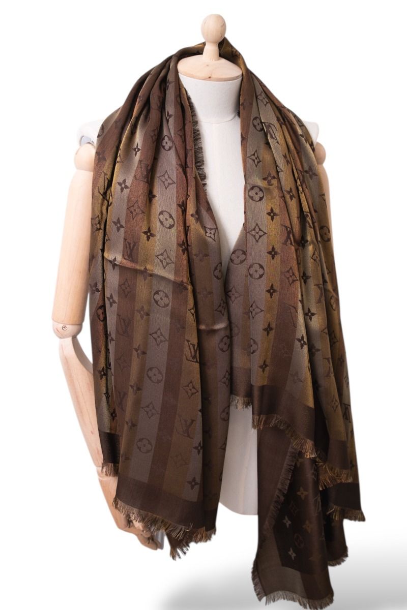Châle Louis Vuitton Monogram So Shine Marron | Myzah